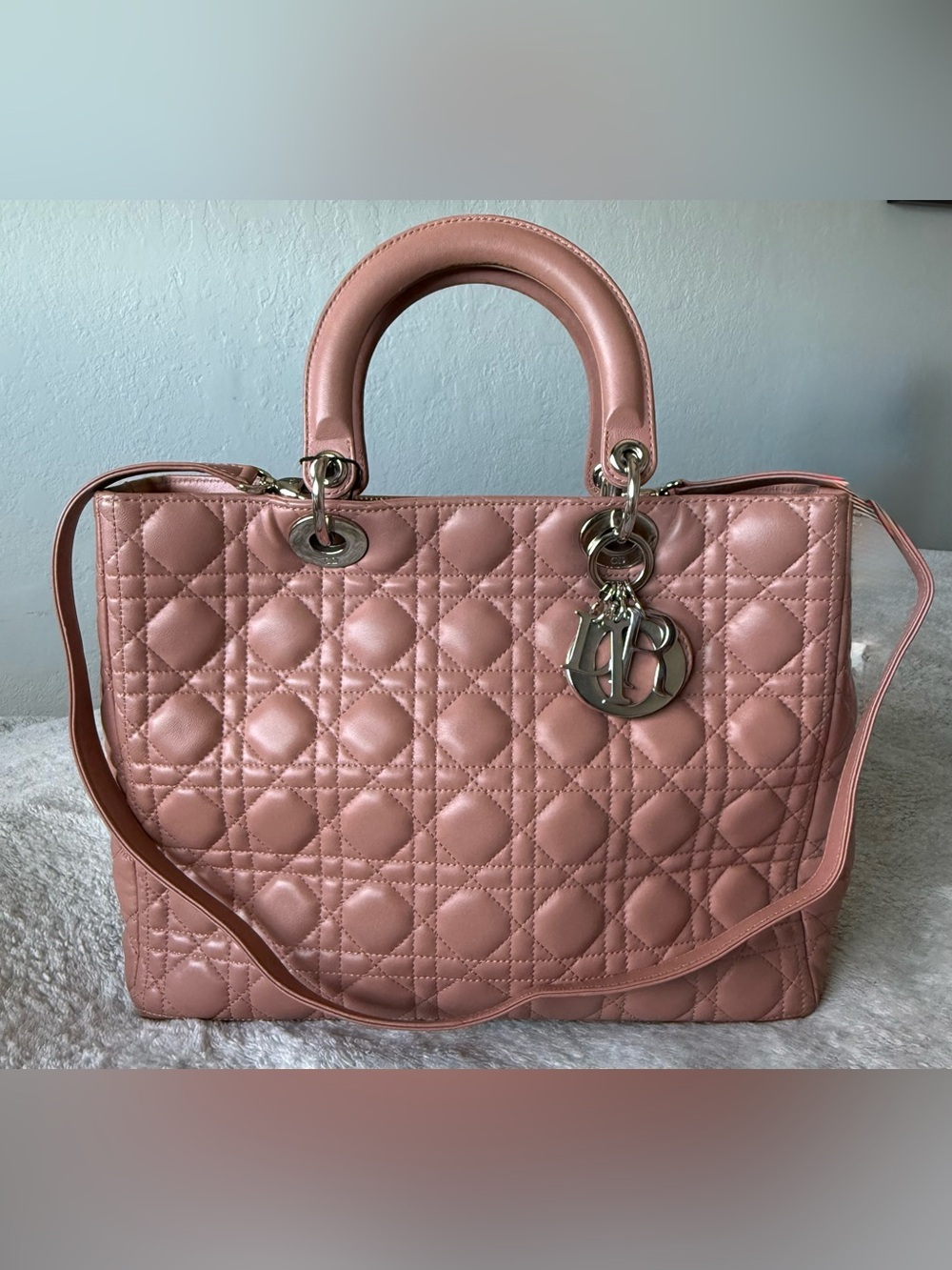 Christian Dior Large LADY DIOR Bag Pristine in Powder Pink Lambskin 💖 - Picture 12 of 14